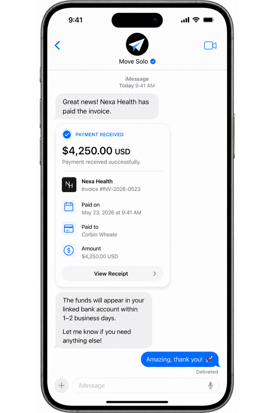 Move Solo payment received